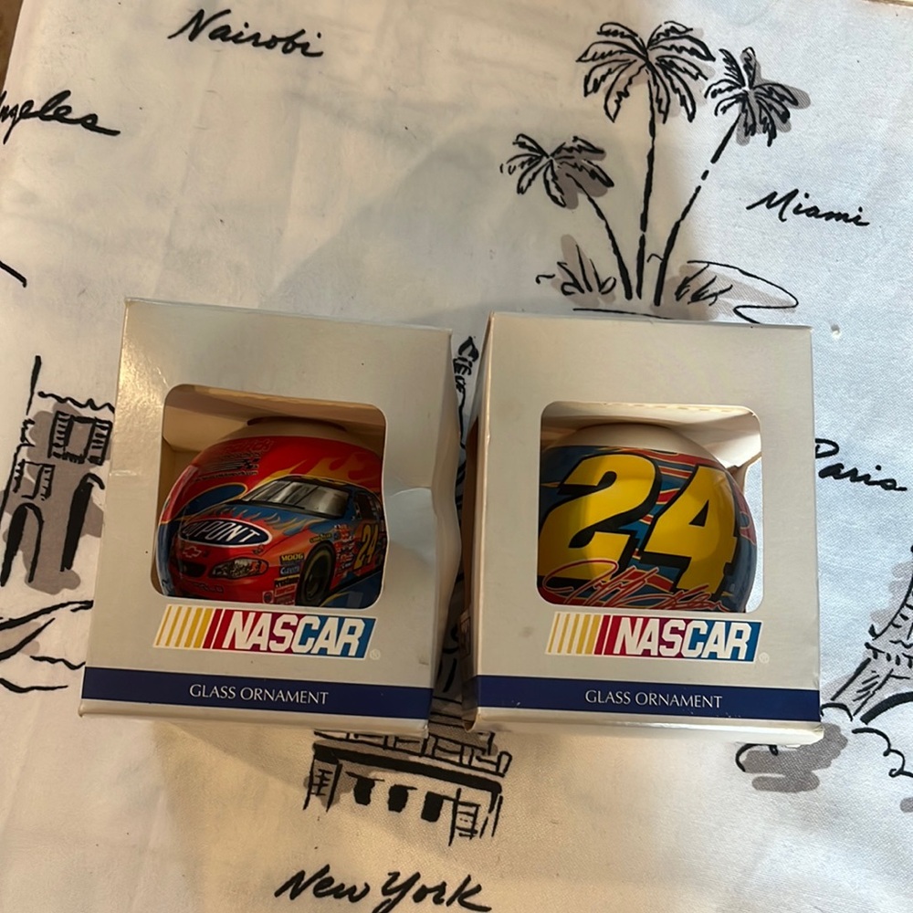 Jeff Gordon Glass Bulb Ornaments (2)